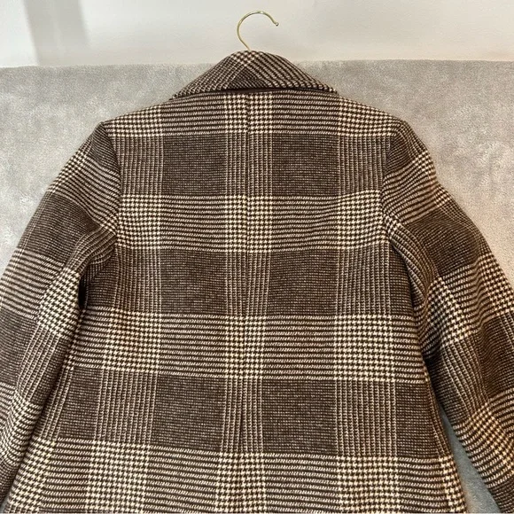 Abercrombie & Fitch The A&F Dad Coat Plaid Brown Long Overcoat Women's XXSP - Picture 6 of 16